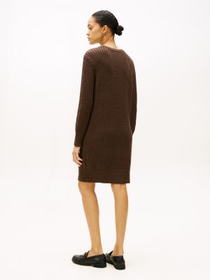 Tommy Hilfiger Women's Cable Knit Sweater Dress - Brown - S