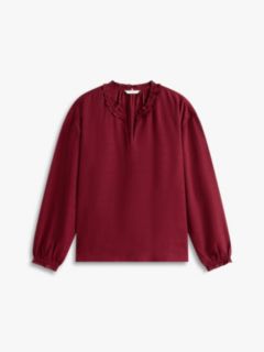 Check Print Chiffon Pullover Blouse — Burgundy 5