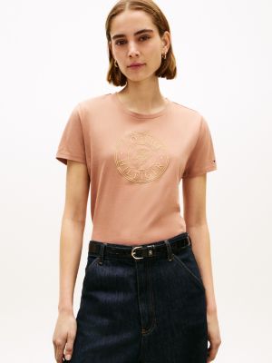 Embroidered Medallion Logo T-Shirt, Tawny Rose