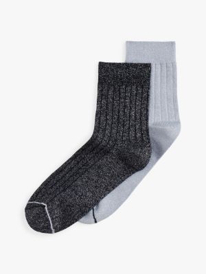 Shimmer Rib-Knit Trouser Sock 2-Pack, Light Blue / Multi