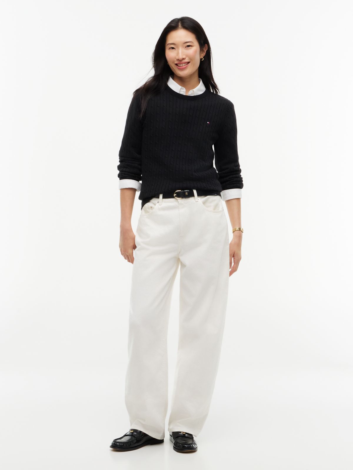 Cable Knit Sweater — Black