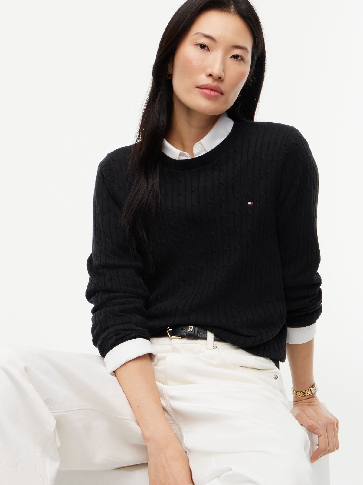 Cable Knit Sweater — Black