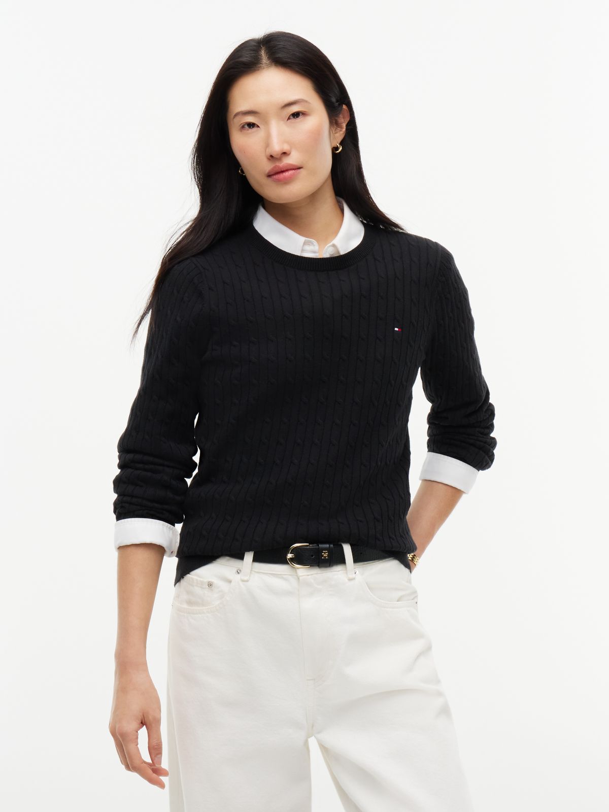 Cable Knit Sweater — Black