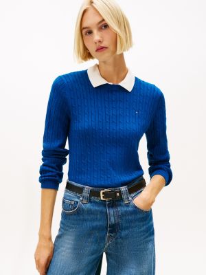 Cable Knit Sweater, Deep Indigo