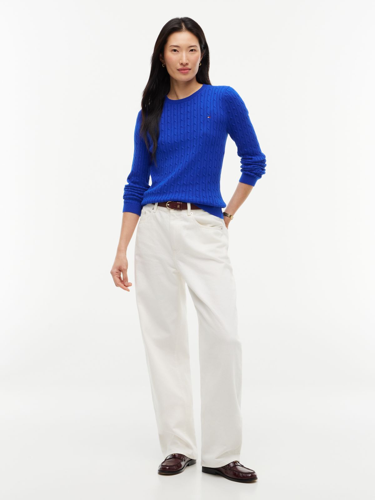 Cable Knit Sweater — Cobalt