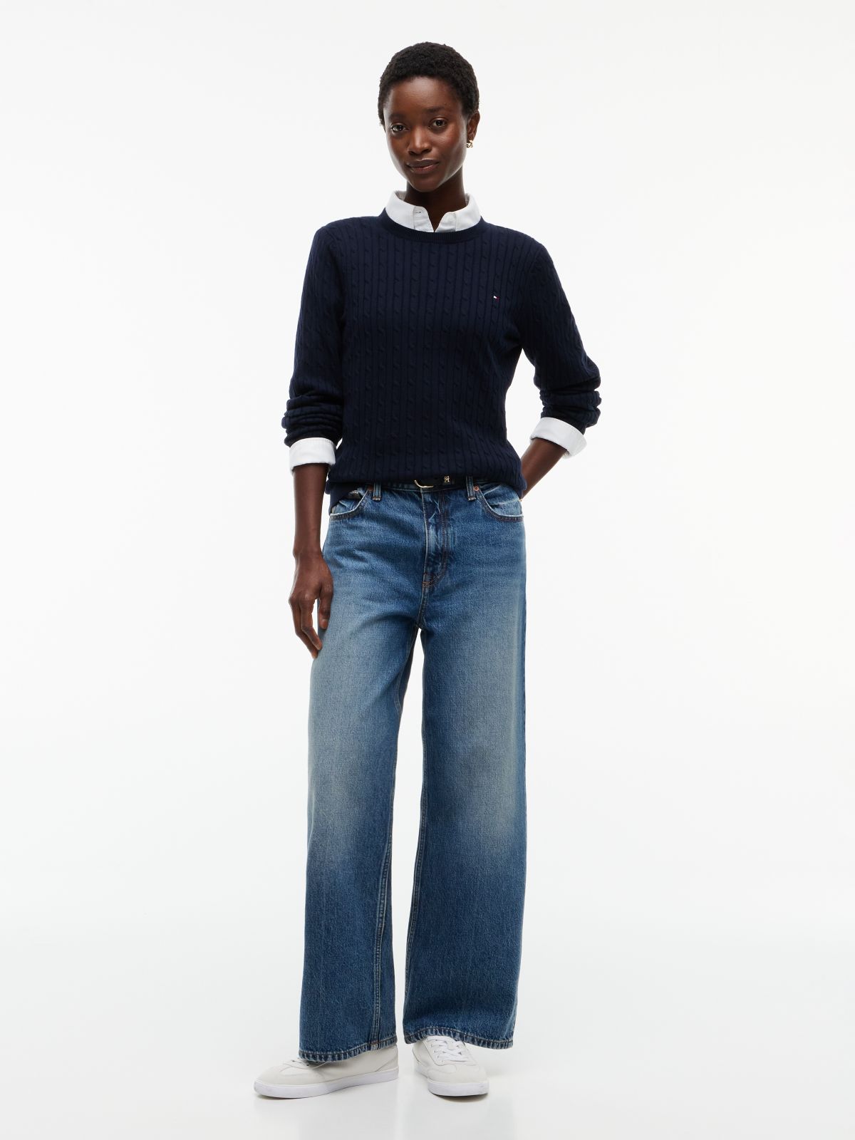 Cable Knit Sweater — Navy