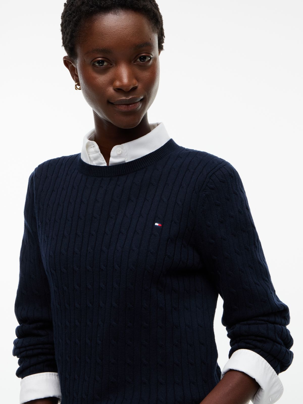 Cable Knit Sweater — Navy