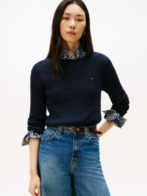 Cable Knit Sweater, Navy