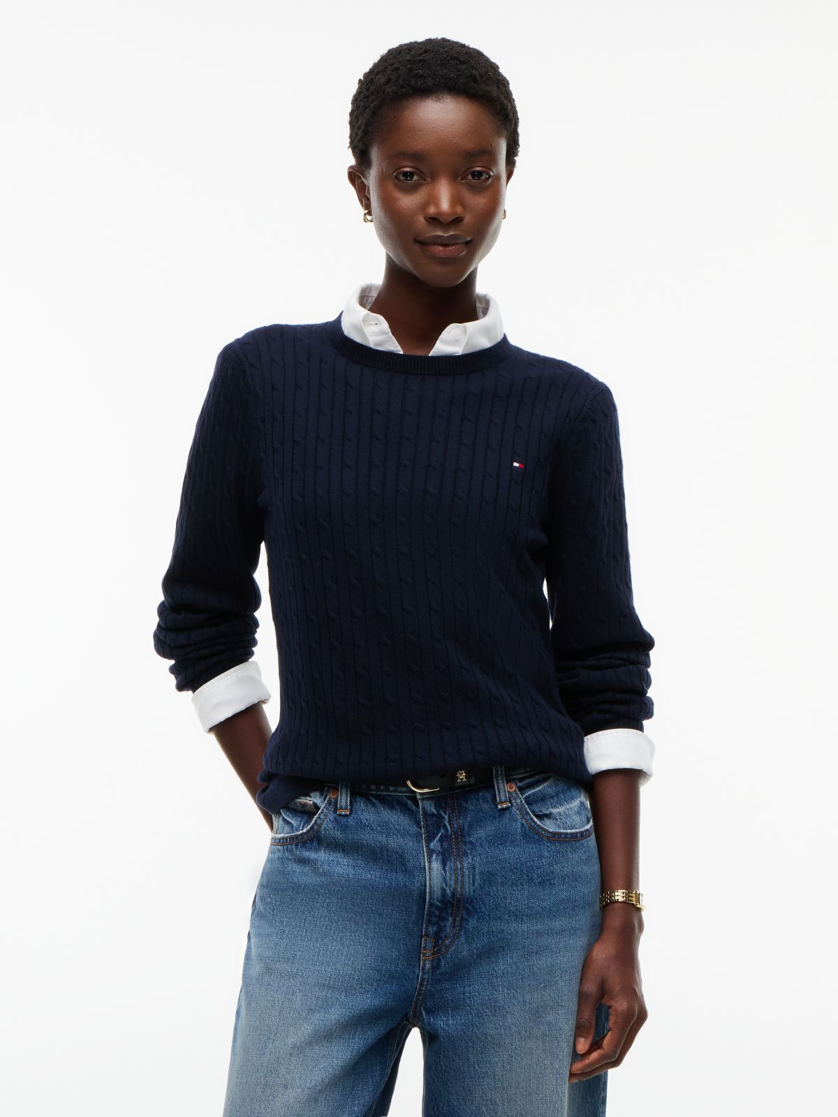 Cable Knit Sweater — Navy