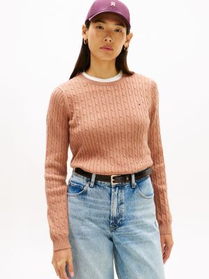Cable Knit Sweater, Tawny Rose