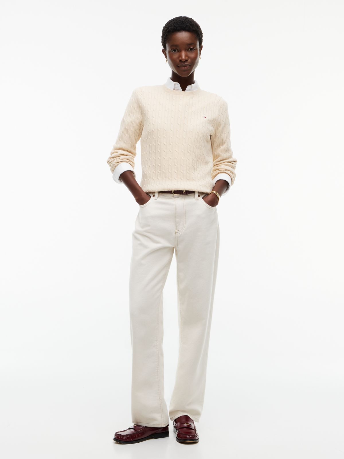 Cable Knit Sweater — Beige