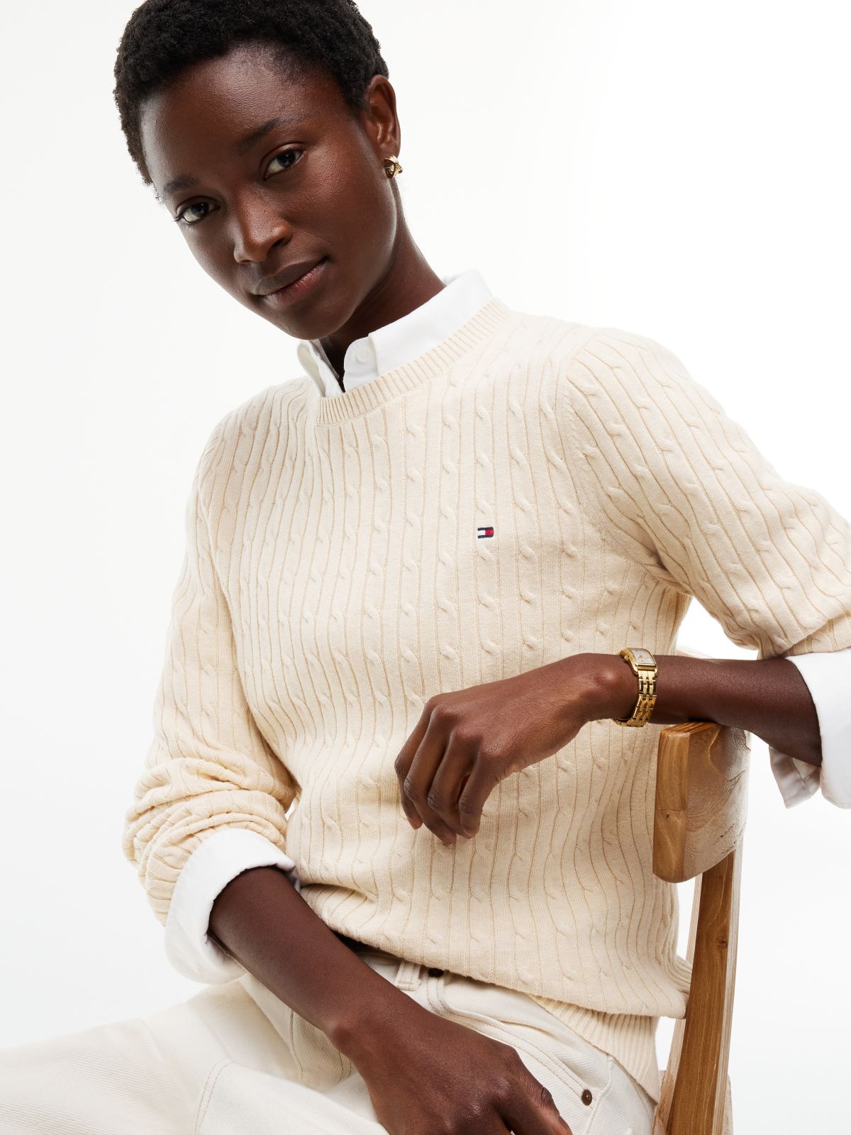 Cable Knit Sweater — Beige