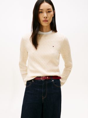 Cable Knit Sweater, Beige