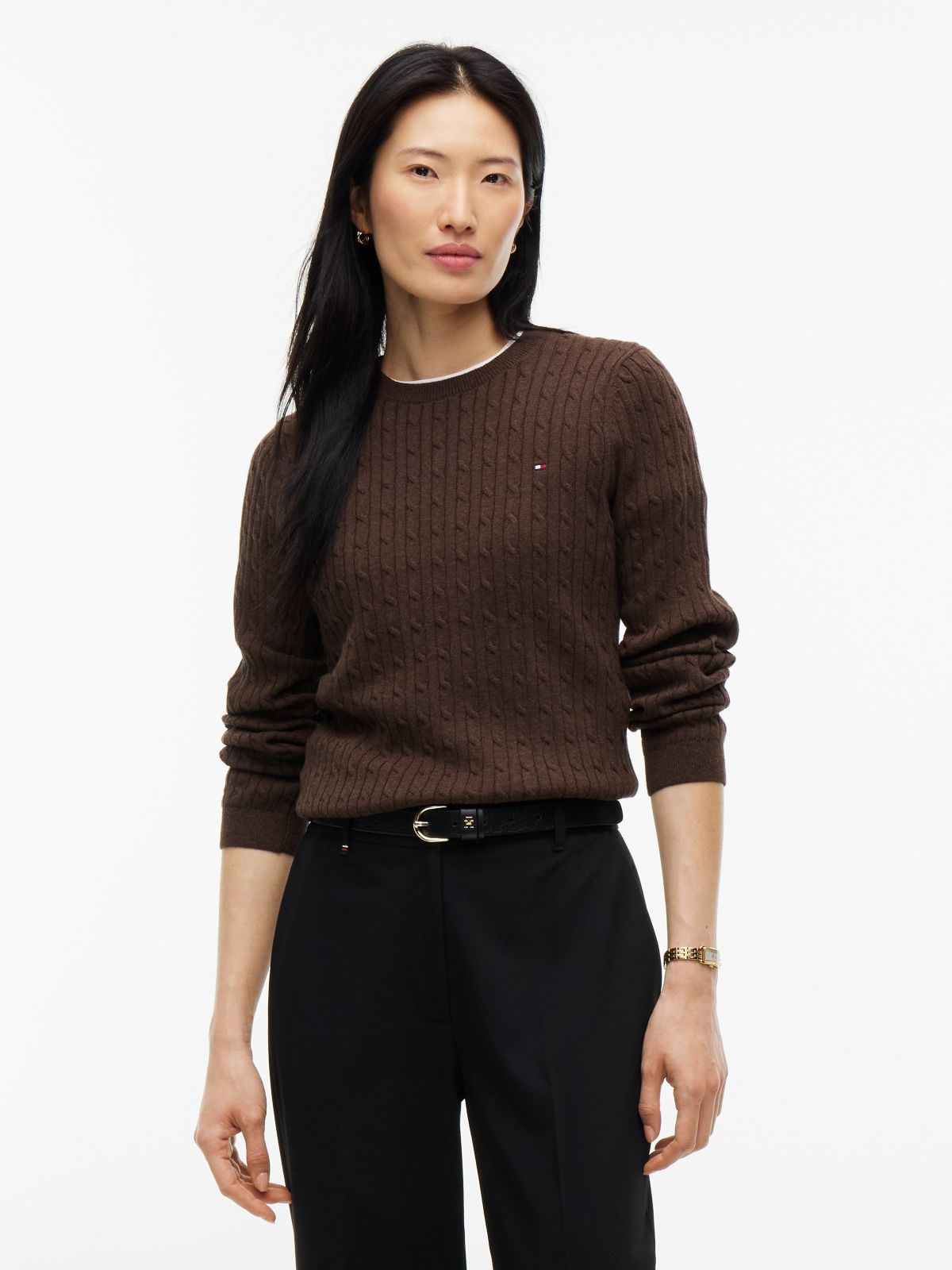 Cable Knit Sweater — Brown