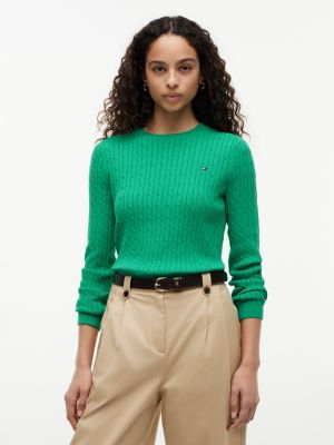 Cable Knit Sweater, Cosmic Green