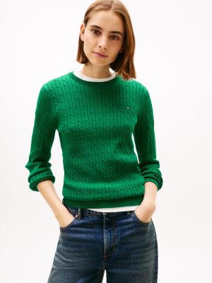 Cable Knit Sweater, Atlantis Green