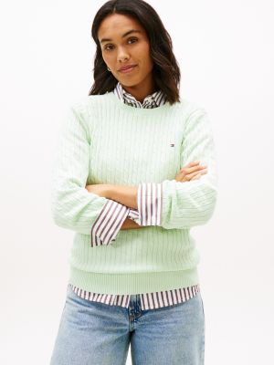 Cable Knit Sweater, Opal Green
