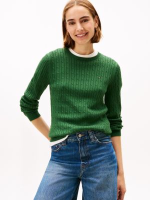 Cable Knit Sweater, Deep Evergreen