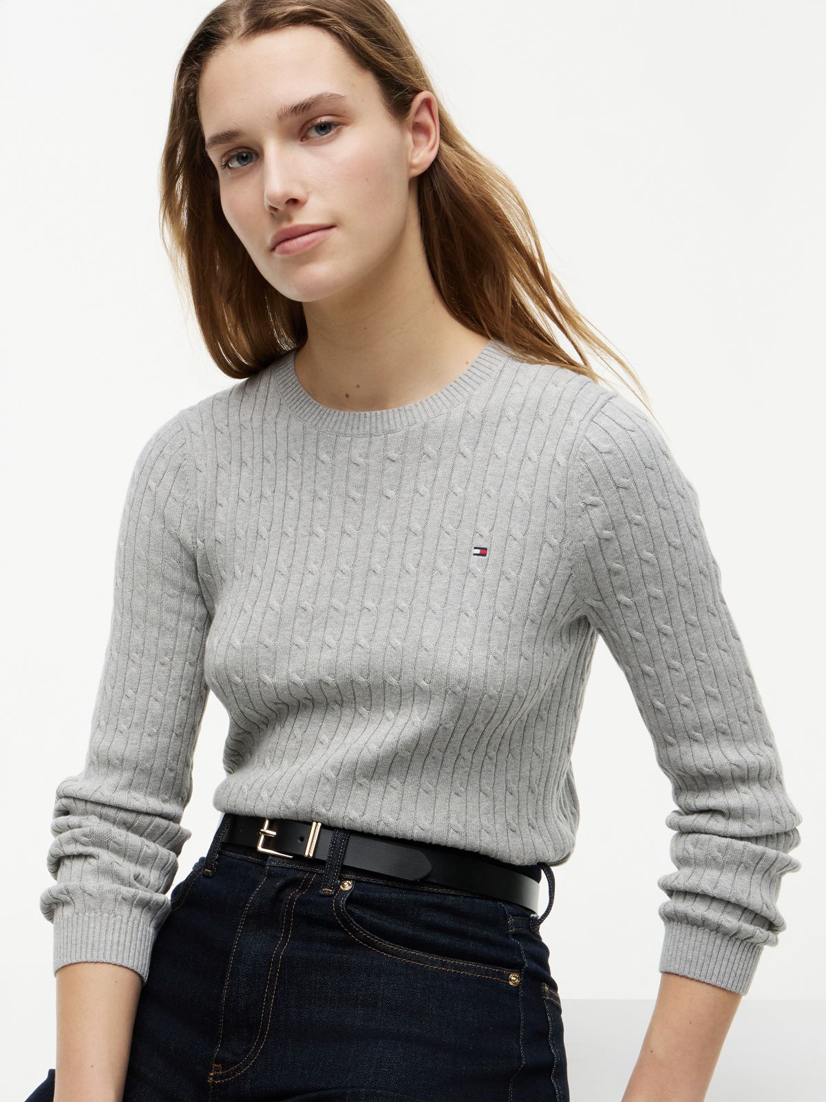 Cable Knit Sweater — Grey