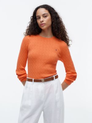 Cable Knit Sweater, Papaya Ray