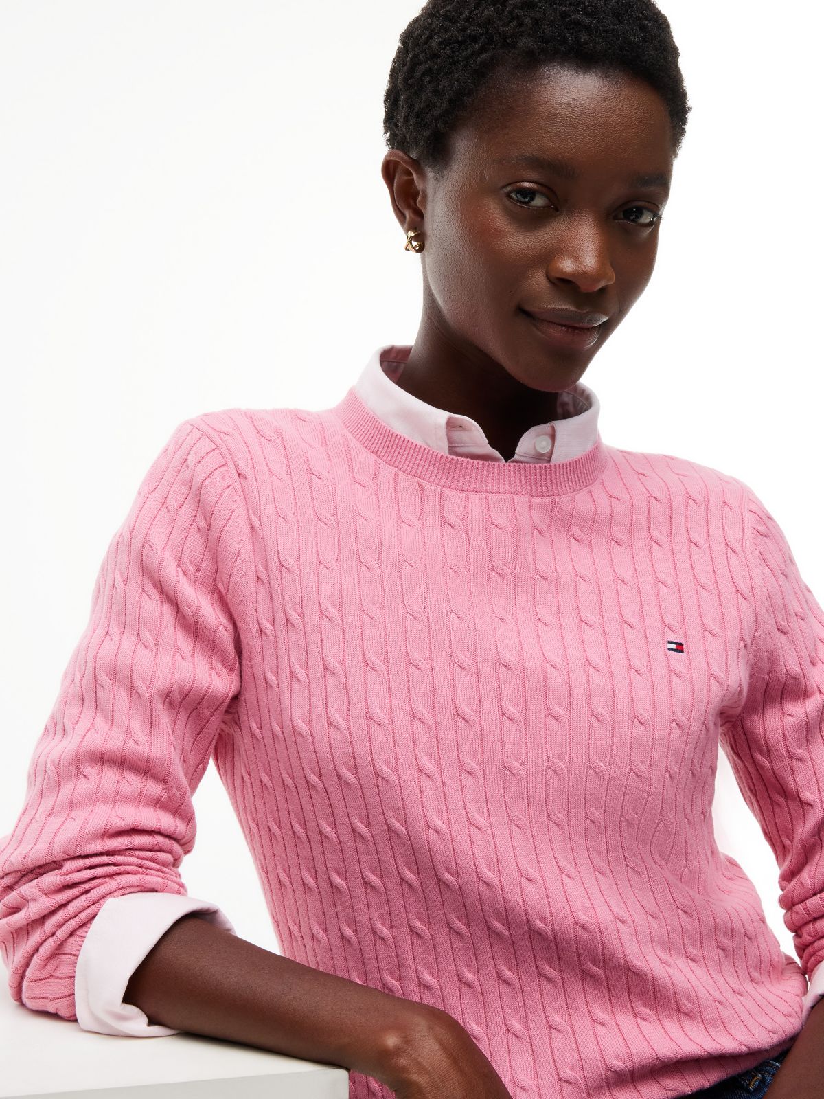 Cable Knit Sweater — Mystic Pink
