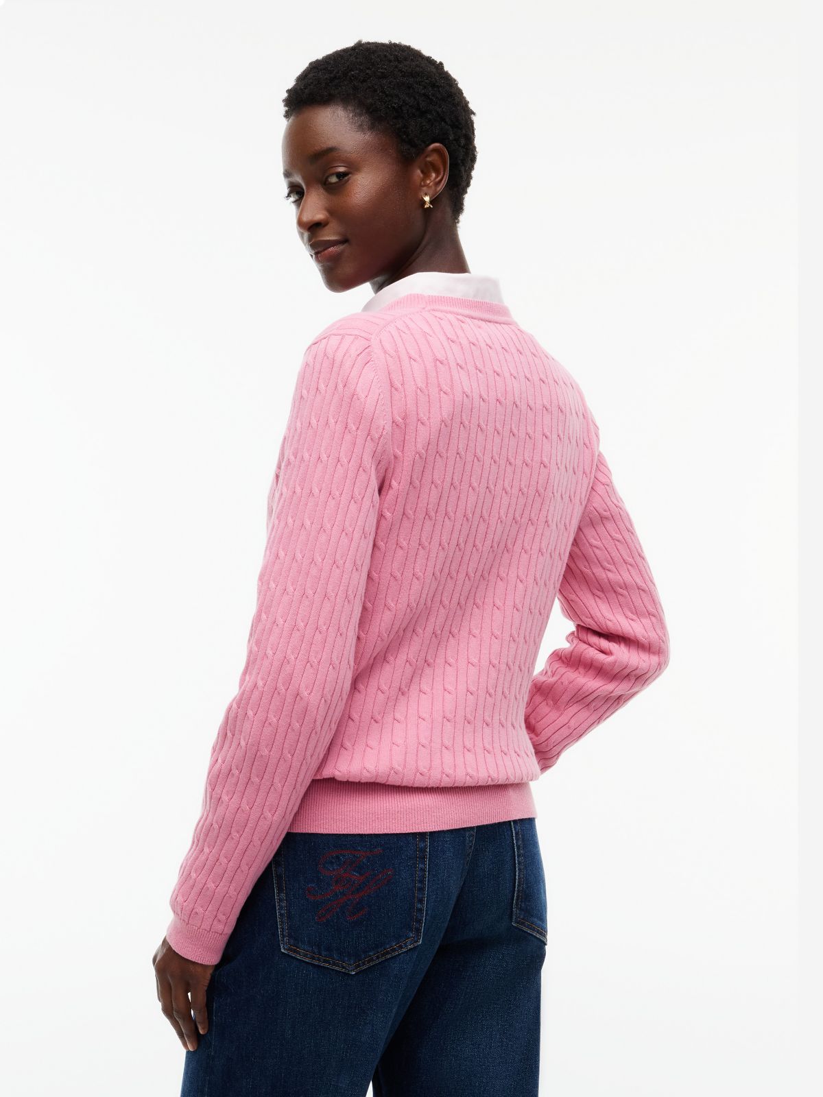 Cable Knit Sweater — Mystic Pink