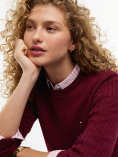 Cable Knit Sweater — Burgundy 3