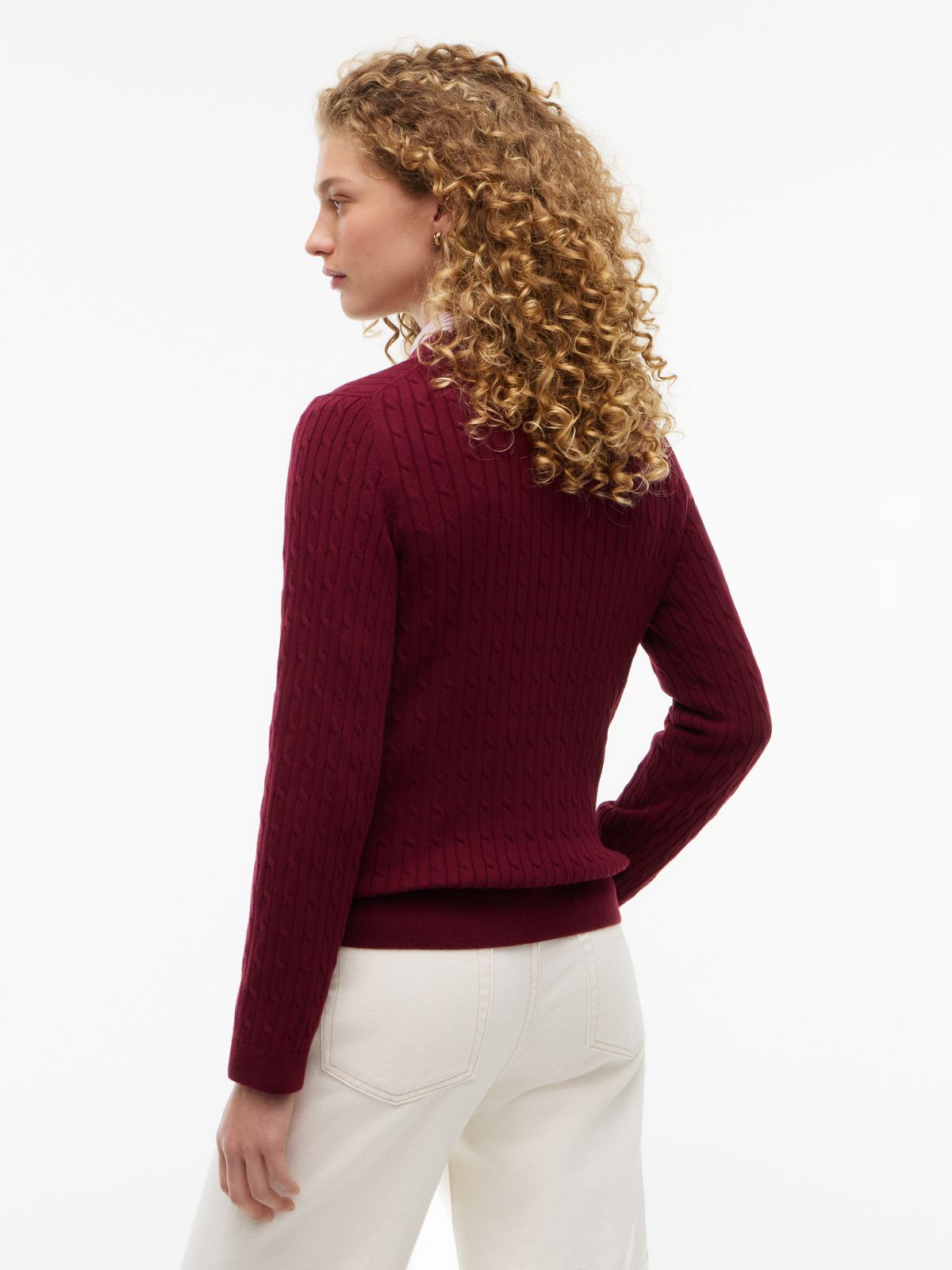 Cable Knit Sweater — Burgundy