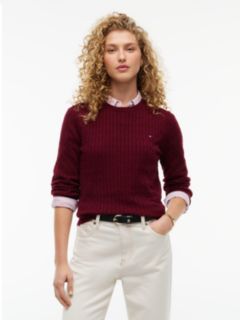 Cable Knit Sweater — Burgundy 1