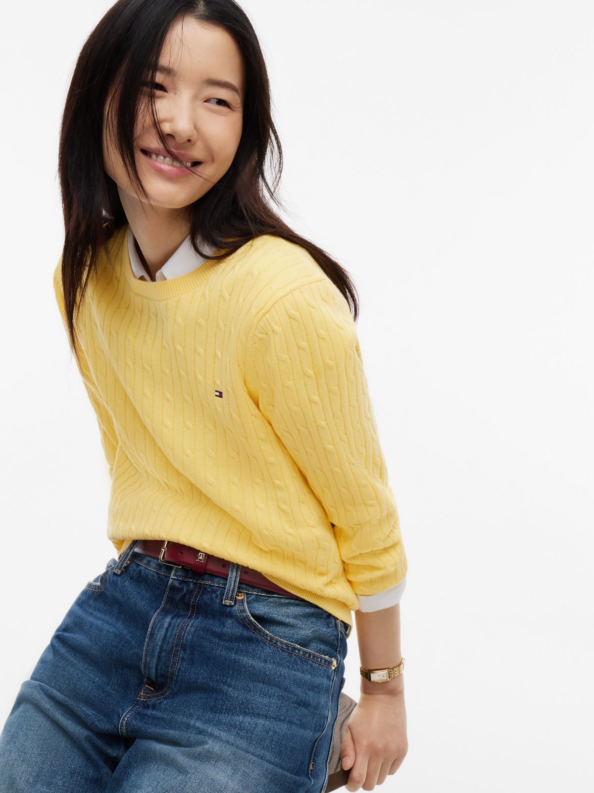 Cable Knit Sweater — Daisy Yellow