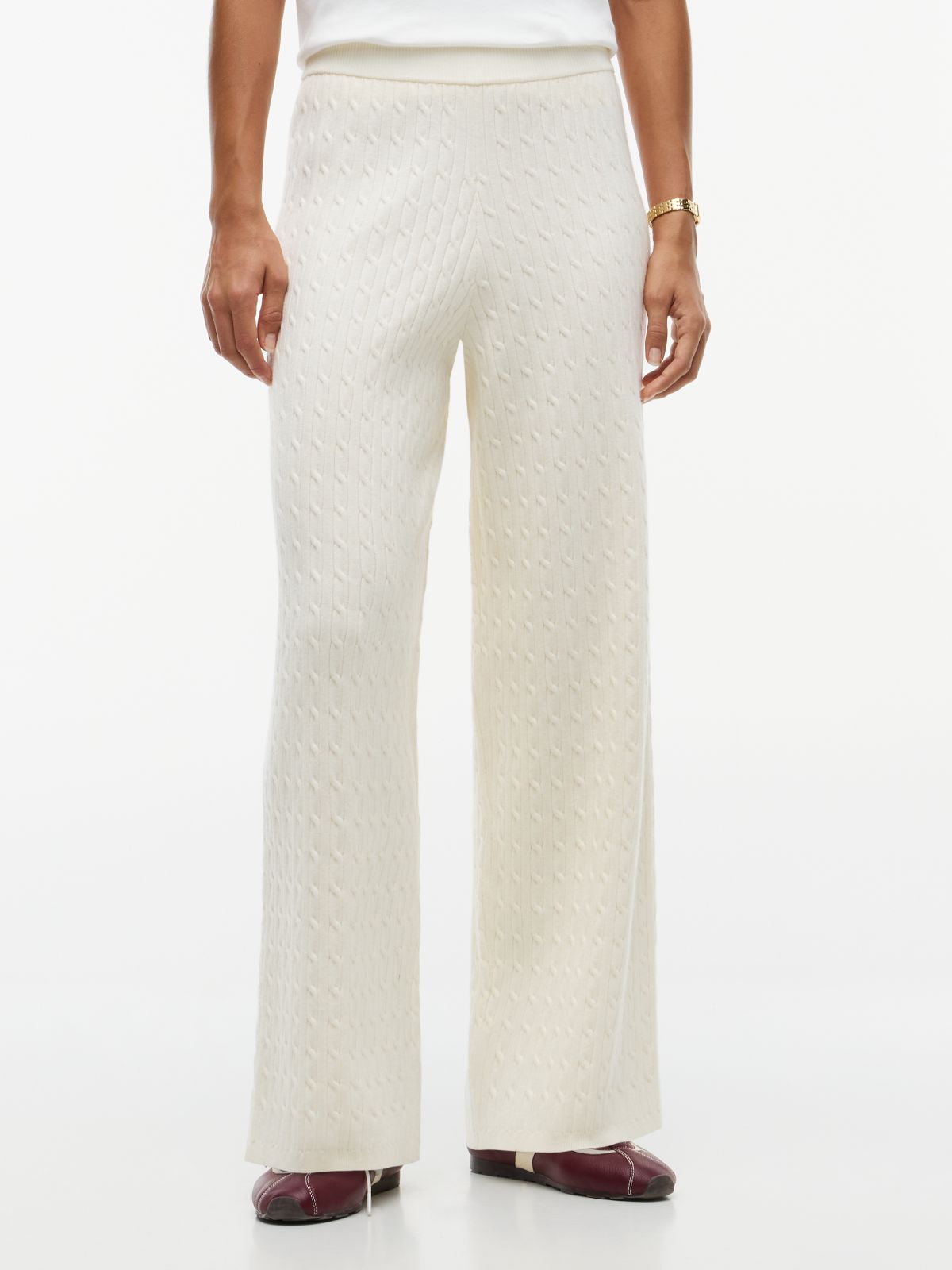 Cable Knit Sweater Pant — Cream