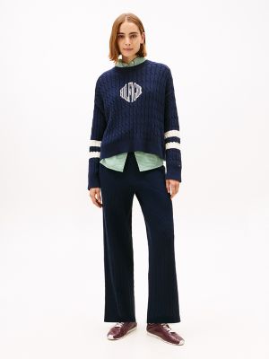 Женские брюки Tommy Hilfiger Cable Knit Sweater Pant, цвет: Тёмно-синий — фото 2