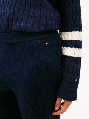 Женские брюки Tommy Hilfiger Cable Knit Sweater Pant, цвет: Тёмно-синий — фото 3