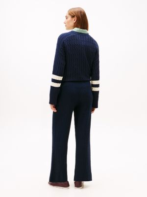 Женские брюки Tommy Hilfiger Cable Knit Sweater Pant, цвет: Тёмно-синий — фото 4