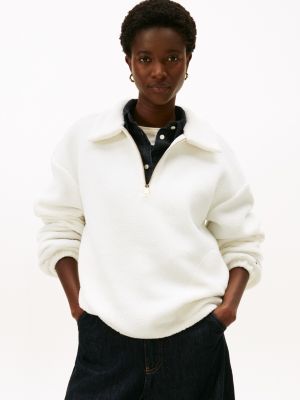 Teddy Fleece Quarter-Zip Sweatshirt, Ivory