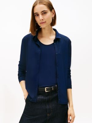 Shimmer Jersey Knit Top, Carbon Navy