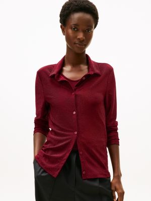 Shimmer Jersey Knit Top, Rouge