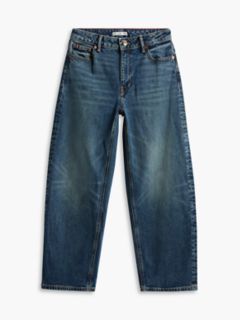 Stretch High-Rise Barrel Jean — Med Dark Wash 7