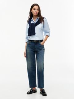 Stretch High-Rise Barrel Jean — Med Dark Wash 2