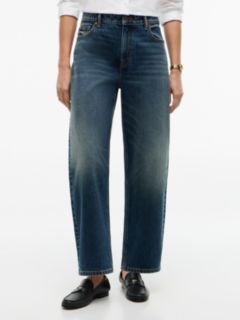 Stretch High-Rise Barrel Jean — Med Dark Wash 1