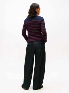Stripe Rib-Knit Turtleneck Sweater — Navy 4