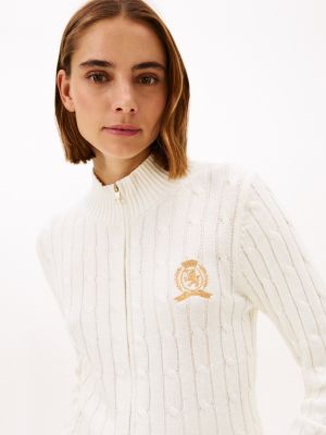 Crest Logo Cable Knit Zip Cardigan | Tommy Hilfiger