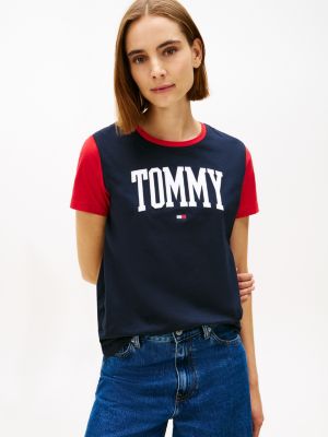 Tommy Logo Ringer T-Shirt, Navy