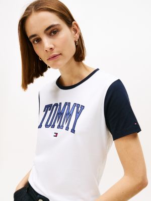 Женские футболки Tommy Hilfiger Varsity Tommy Logo Ringer T-Shirt — фото 2