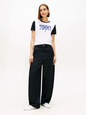 Женские футболки Tommy Hilfiger Varsity Tommy Logo Ringer T-Shirt — фото 3