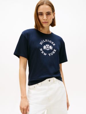 Circle Crest Logo T-Shirt, Navy