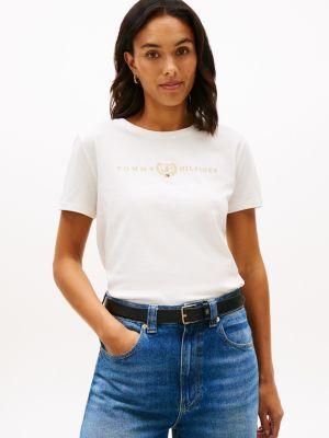 Embroidered Laurel Leaf Logo T-Shirt, Ivory