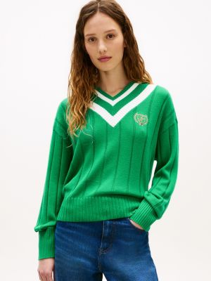 Laurel Leaf Logo Cricket Sweater, Olympic Green
