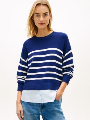 Layered-Look Lightweight Stripe Sweater