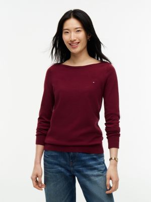 Boatneck Sweater, Burgundy